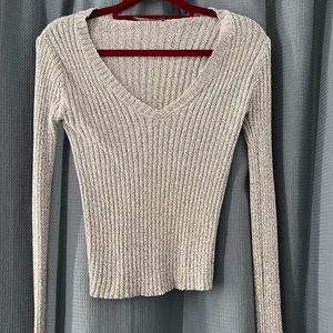 Brandy Melville Grey Vneck Sweater (worn once)